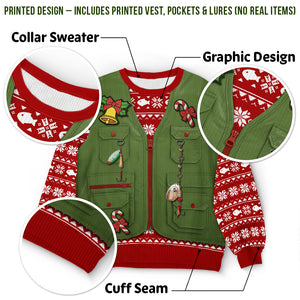 Custom Photo Unisex Ugly Sweatshirt - Personalized  Christmas Birthday Fishing Gifts For Fisherman - Santa’s Fishing Buddy Since Forever