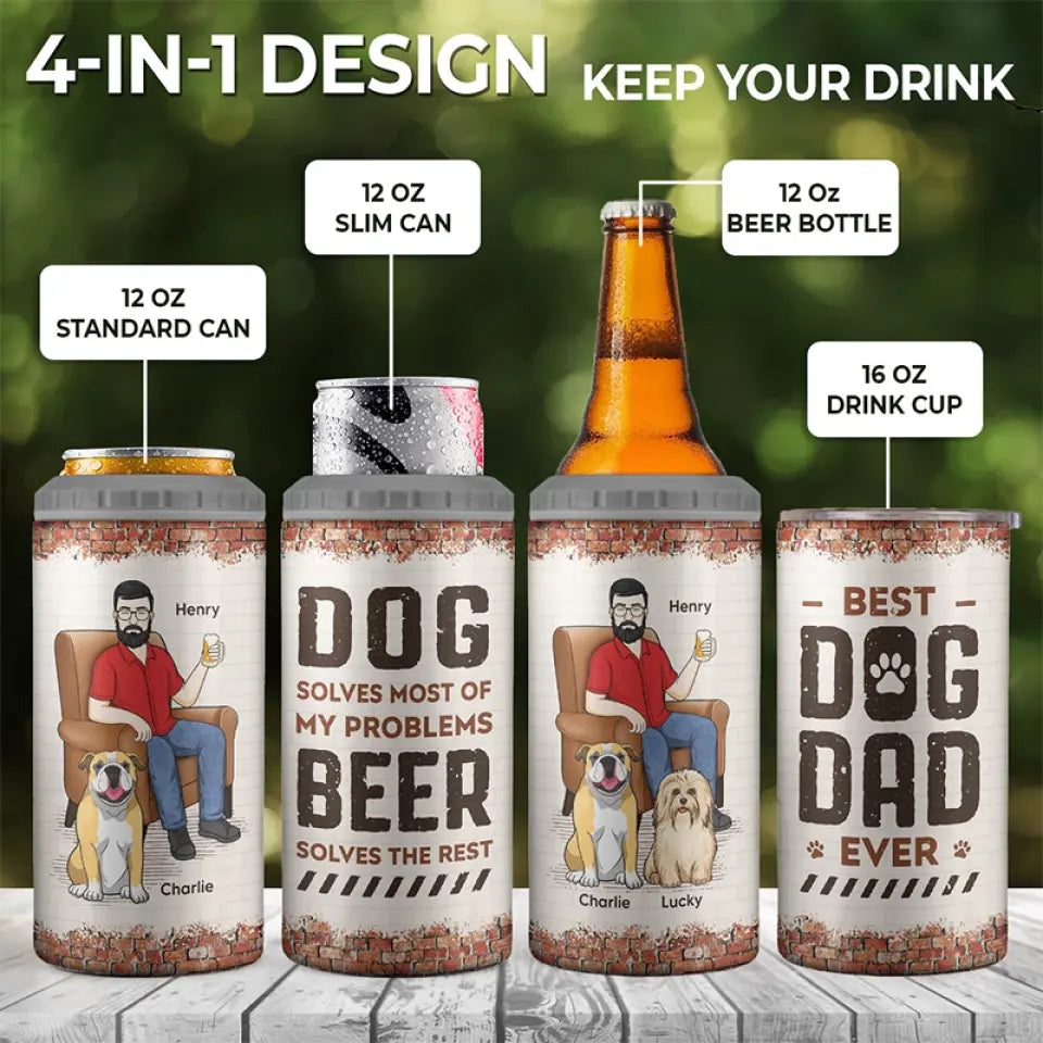 My Mates Are Dog and Beer - Dog Personalized Custom 4 In 1 Can Cooler Tumbler - Father's Day, Gift For Pet Owners, Pet Lovers