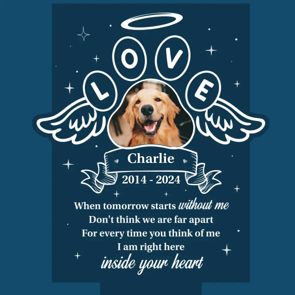 Custom Photo I Am Right Here Inside Your Heart  - Memorial Personalized Custom Garden Solar Light - Sympathy Gift For Pet Owners, Pet Lovers