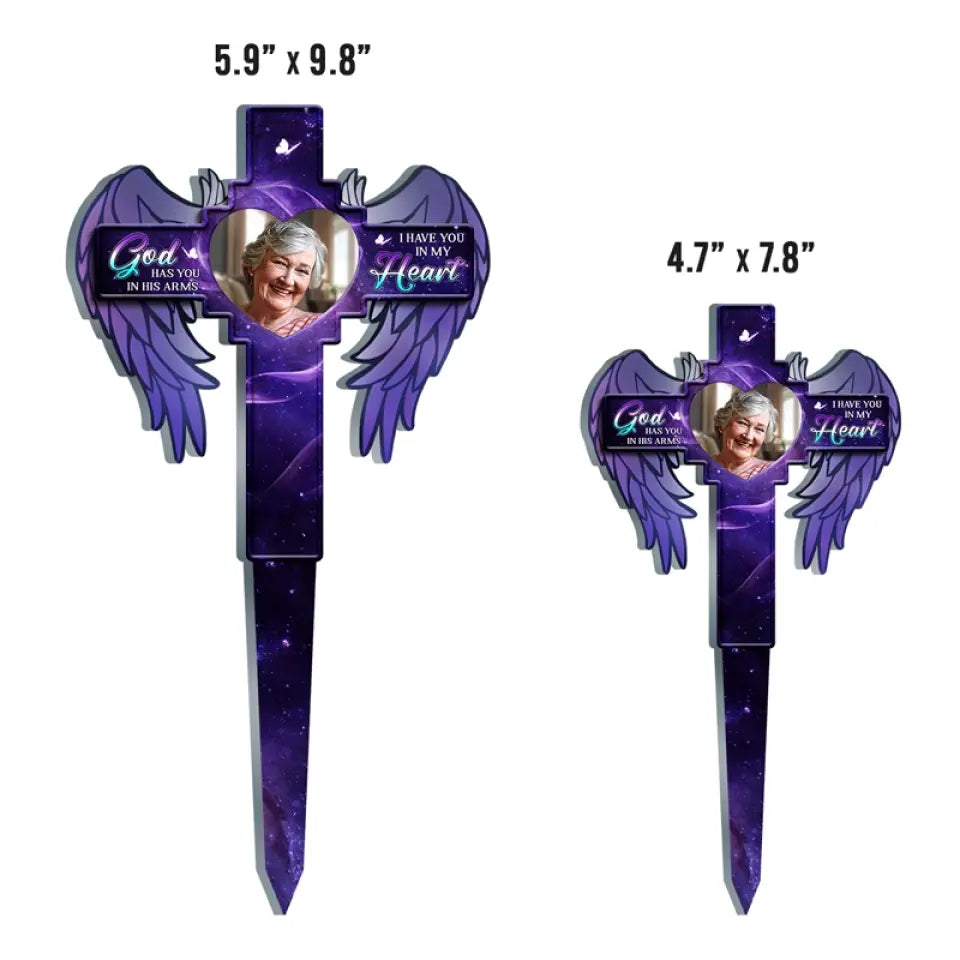 Custom Photo Your Light Will Always Shine In Our Hearts - Memorial Personalized Custom Stain Glass Style Acrylic Garden Stake - Sympathy Gift For Family Members