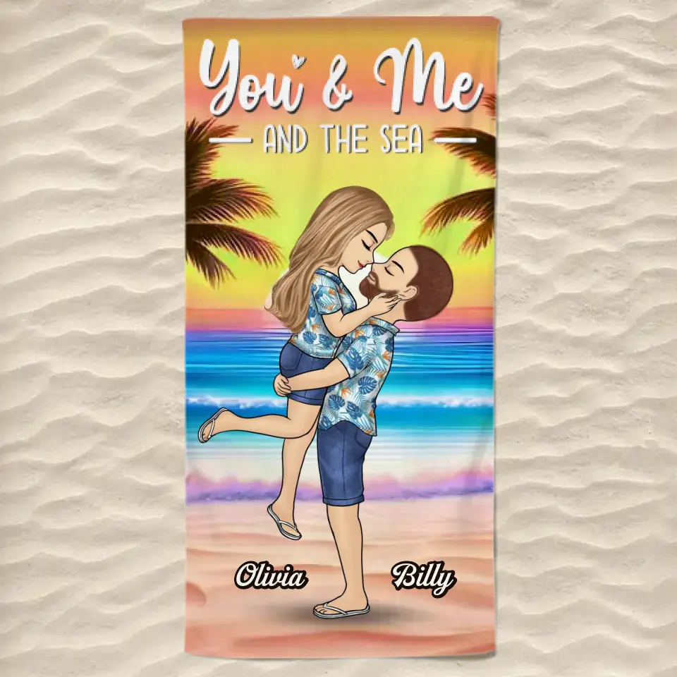 You're The Sandy To My Beach - Couple Personalized Custom Beach Towel - Summer Vacation Gift For Husband Wife, Anniversary
