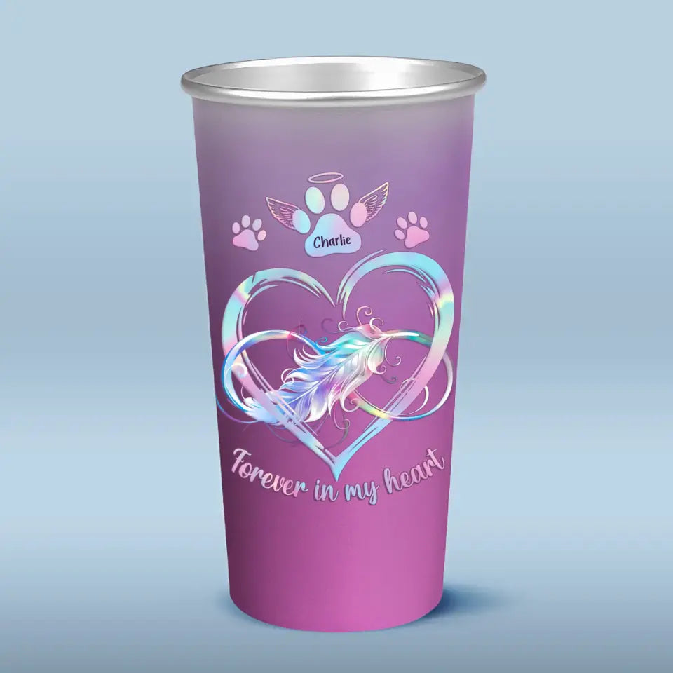 Forever In My Heart - Memorial Personalized Custom Aluminum Changing Color Cup - Sympathy Gift For Pet Owners, Pet Lovers