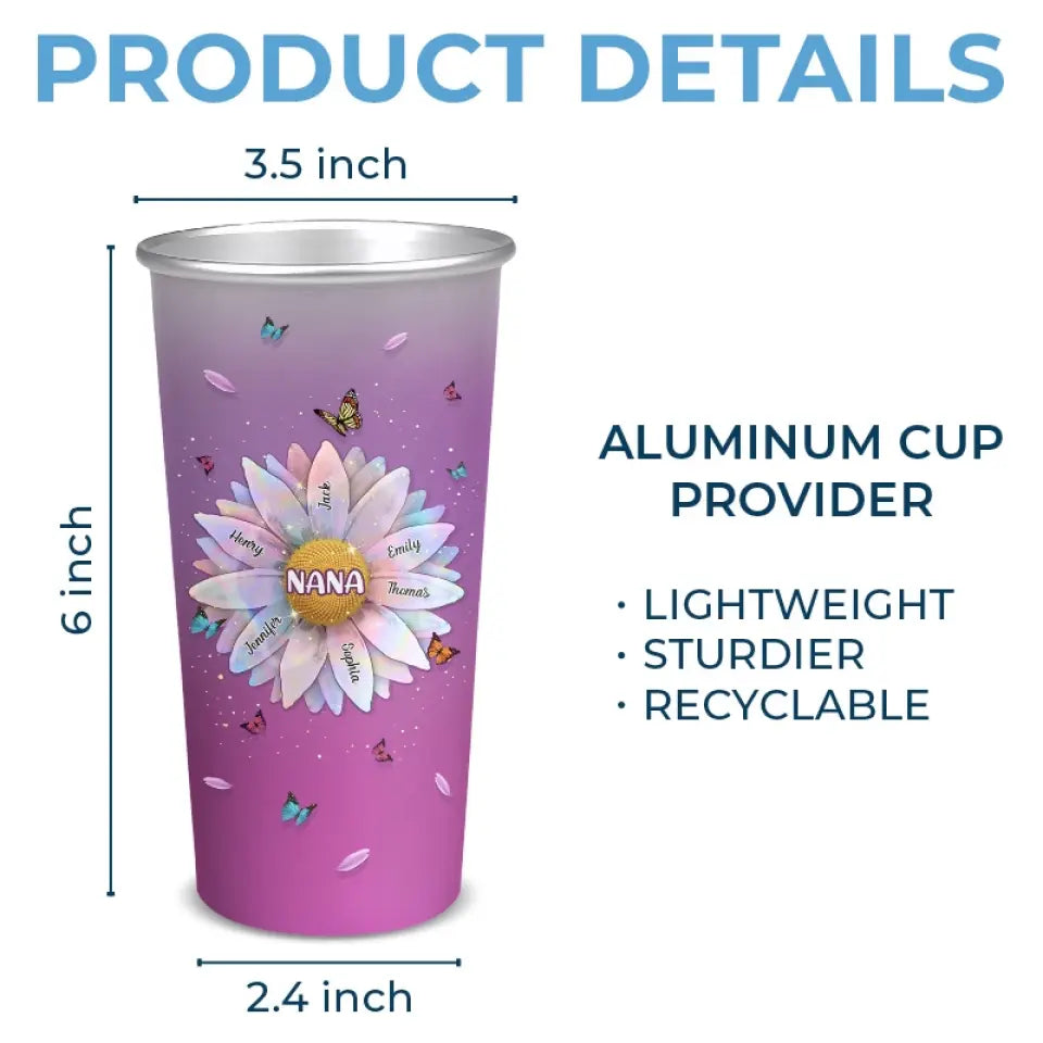 To The World You Are A Grandma But To Us You Are The World - Family Personalized Custom Aluminum Changing Color Cup - Gift For Mom, Grandma