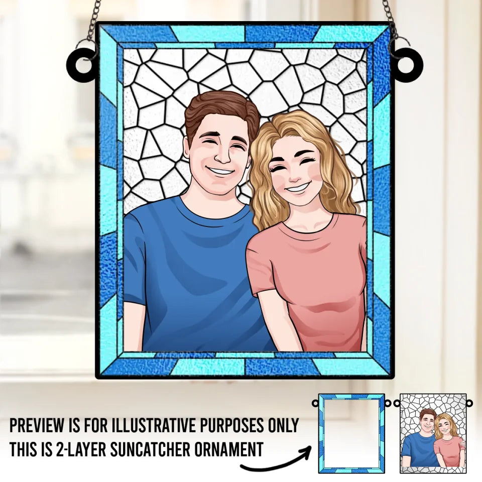 This Ornament Reflects The Love And Laughter We Share - Couple Personalized Window Hanging Suncatcher - Christmas Gift For Husband Wife, Anniversary