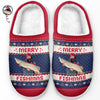 Custom Photo Merry Fishmas - Fishing Personalized Custom Fluffy Slippers - Christmas Gift For Fishing Lovers, Fisherman