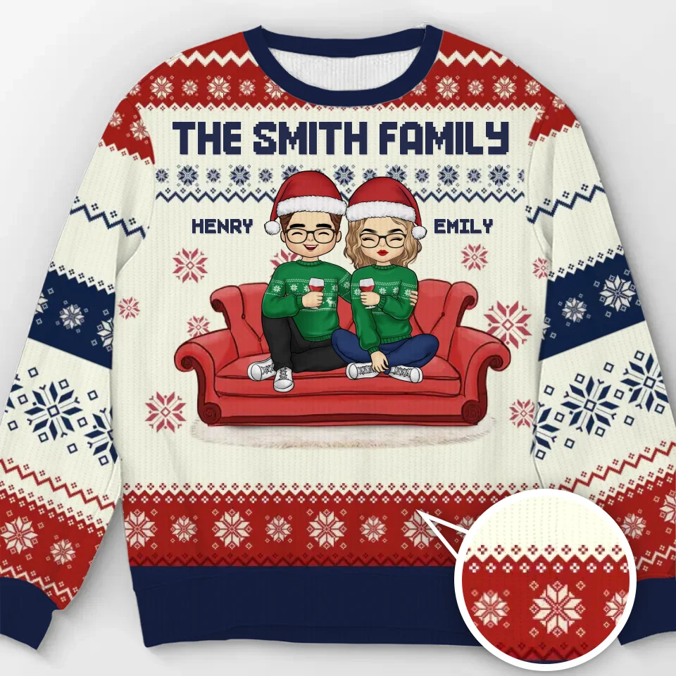 Home Is Where Family And Pets Bring Joy - Family Personalized Custom Ugly Sweatshirt - Unisex Wool Jumper - Christmas Gift For Family Members, Pet Owners, Pet Lovers