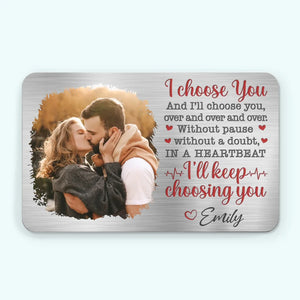 Custom Photo Happier With You - Couple Personalized Custom Aluminum Wallet Card - Gift For Husband Wife, Anniversary