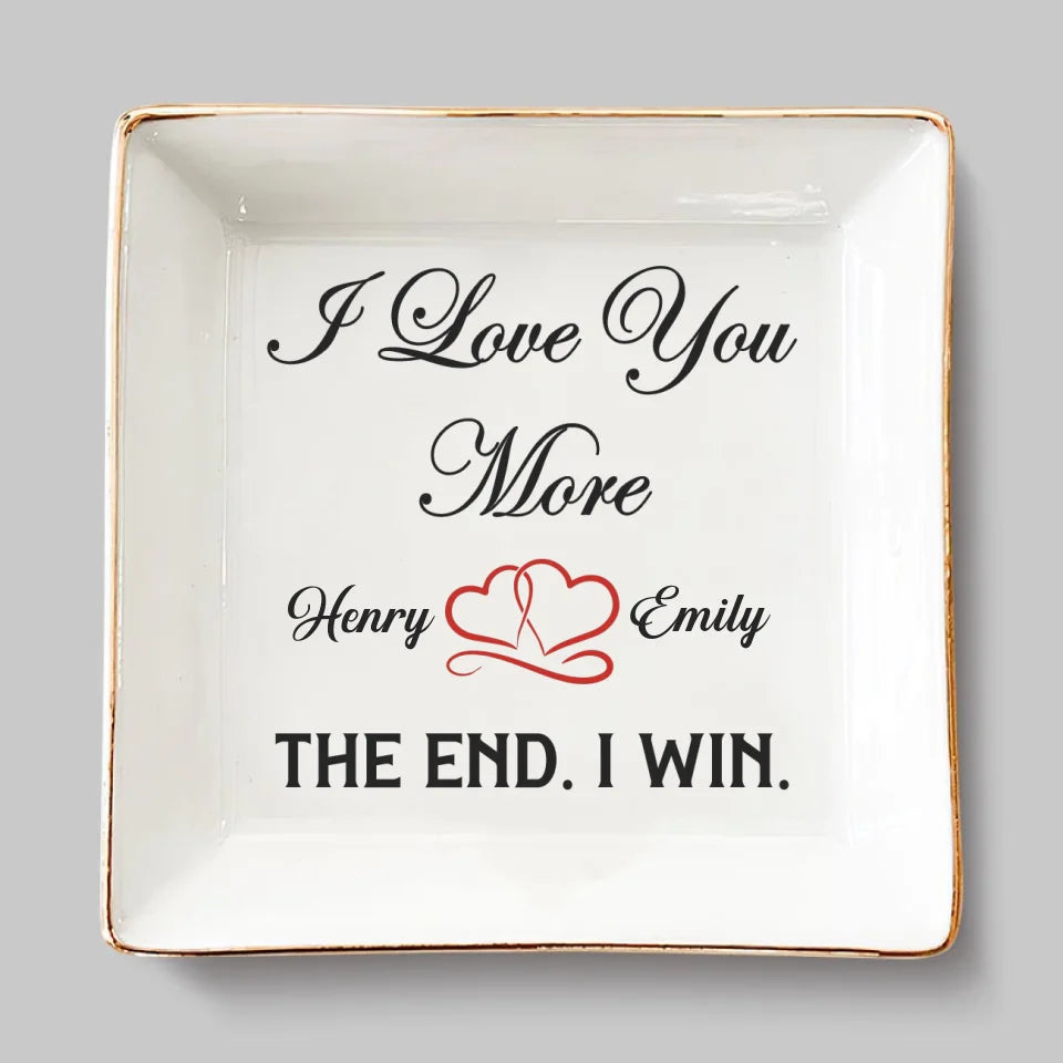 Happy Ending - Couple Personalized Custom Jewelry Dish - Gift For Husband Wife, Anniversary
