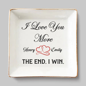 Happy Ending - Couple Personalized Custom Jewelry Dish - Gift For Husband Wife, Anniversary