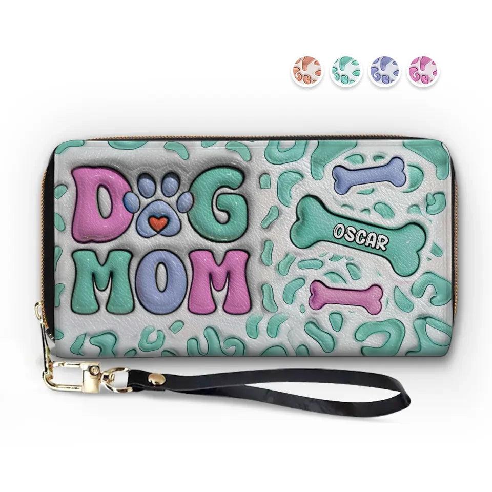 Happiness Is A Bone And A Wagging Tail - Dog Personalized Custom 3D Inflated Effect Printed Leather Long Wallet -  Gift For Pet Owners, Pet Lovers