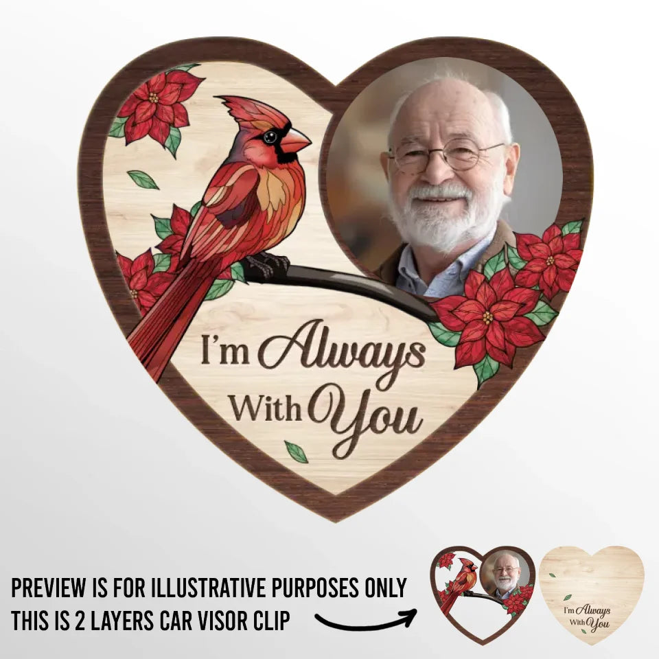 Custom Photo I'm Always With You - Memorial Personalized Custom Car Visor Clip - Sympathy Gift For Family Members