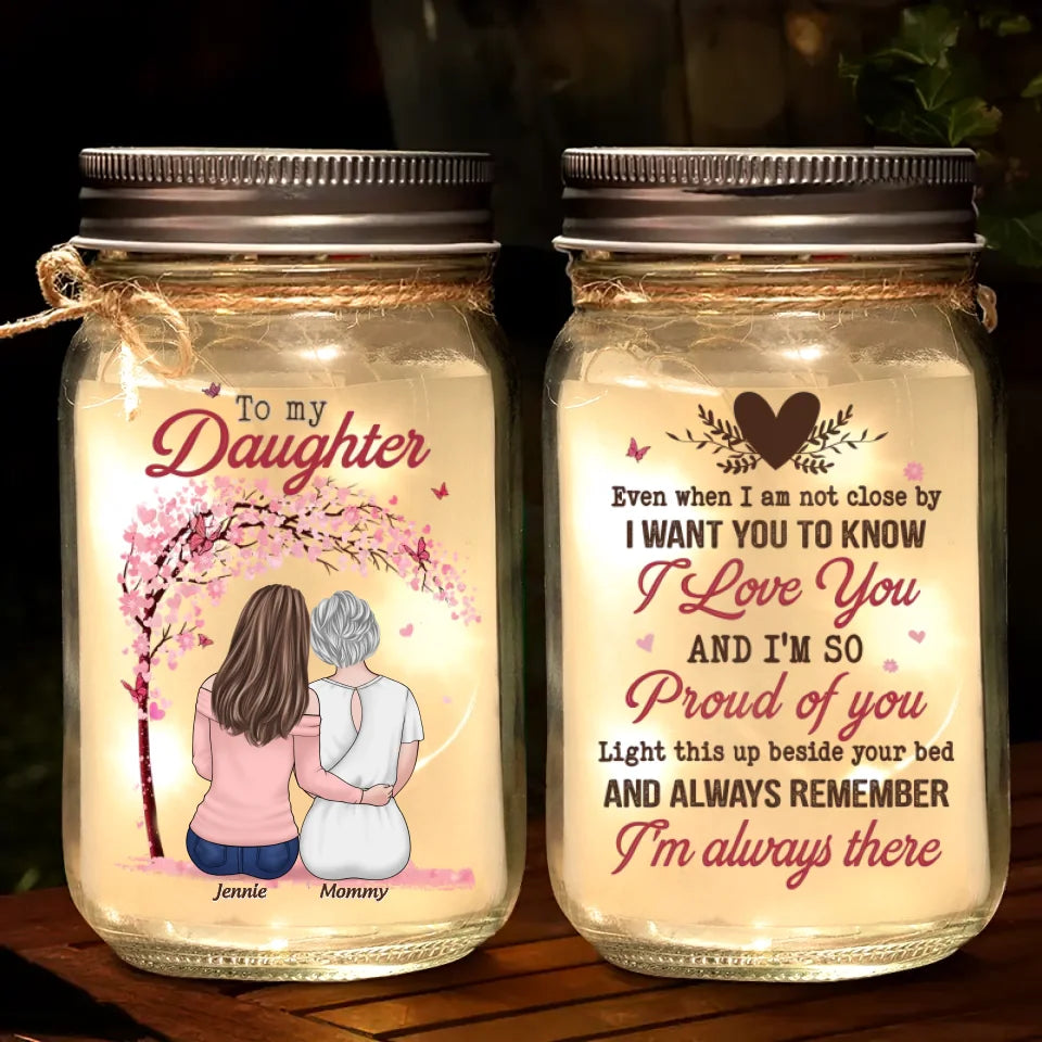 Always Remember I'm Here - Family Personalized Custom Mason Jar Light - Gift For Mom, Daughter
