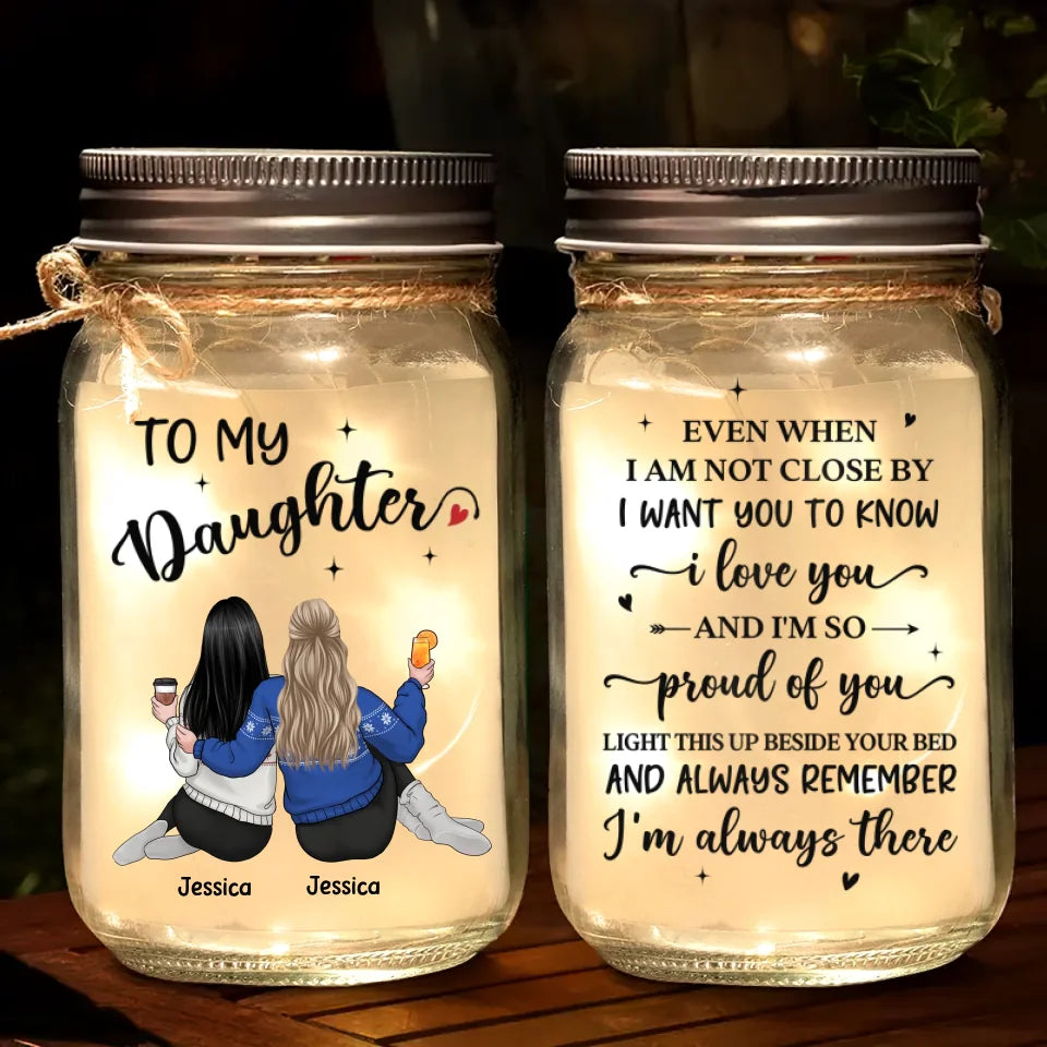 Mother And Daughter, Linked For Life - Family Personalized Custom Mason Jar Light - Gift For Mom, Daughter