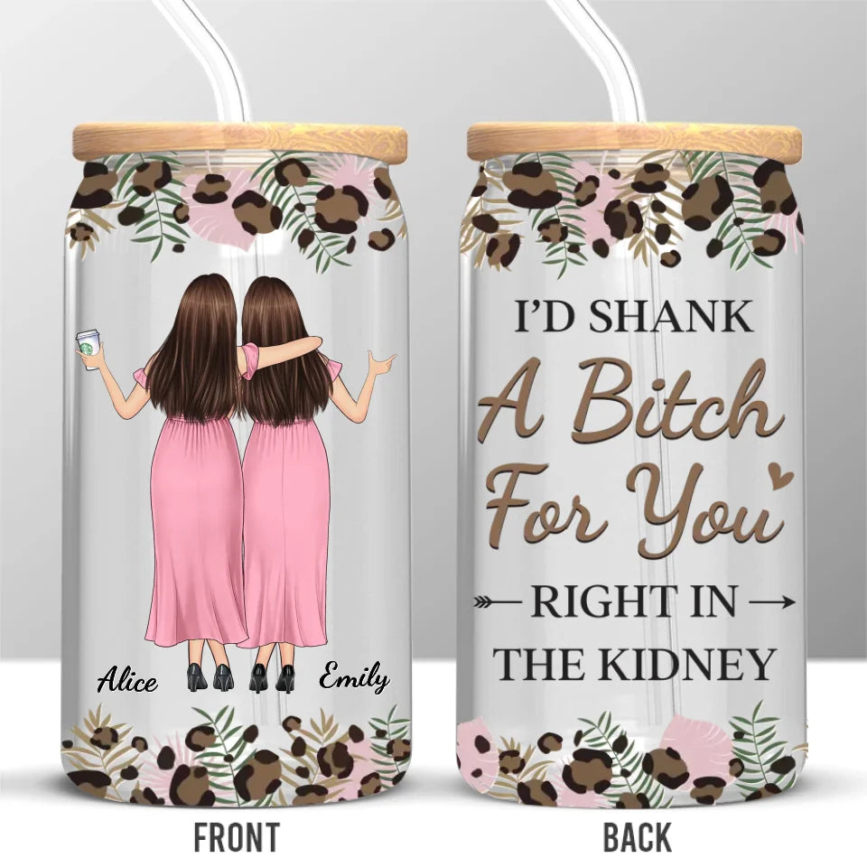 True Friends Are Always Together In Spirit - Bestie Personalized Custom Glass Cup, Iced Coffee Cup - Gift For Best Friends, BFF, Sisters