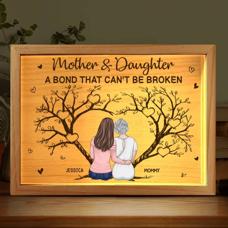 A Mother And Daughter Always Share A Special Bond - Family Personalized Custom Frame Light Box - Gift For Mom, Daughter