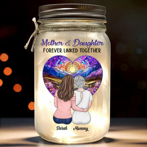Daughters Are The Heart Of Their Mothers - Family Personalized Custom Mason Jar Light - Gift For Mom, Daughter