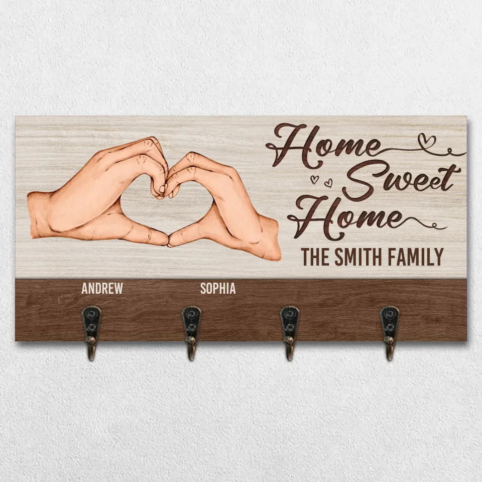 Home Is Where The Love Grows - Family Personalized Custom Home Decor Key Hanger, Key Holder - House Warming Gift For Family Members