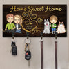 Home Is Where The Heart Is - Family Personalized Custom Home Decor Key Hanger, Key Holder - House Warming Gift For Family Members, Pet Owners, Pet Lovers