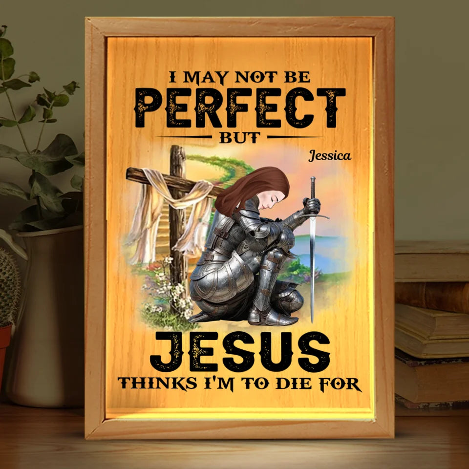 All For Jesus Even I May Not Be Perfect - Family Personalized Custom Frame Light Box - Gift For Yourself, Best Friends, Siblings, Family Members