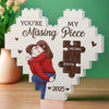 You're My Missing Piece  - Couple Personalized Custom Heart Shaped Building Brick Blocks - Gift For Husband Wife, Anniversary