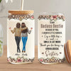 Sisterhood Is Powerful - Bestie Personalized Custom Glass Cup, Iced Coffee Cup - Gift For Best Friends, BFF, Sister