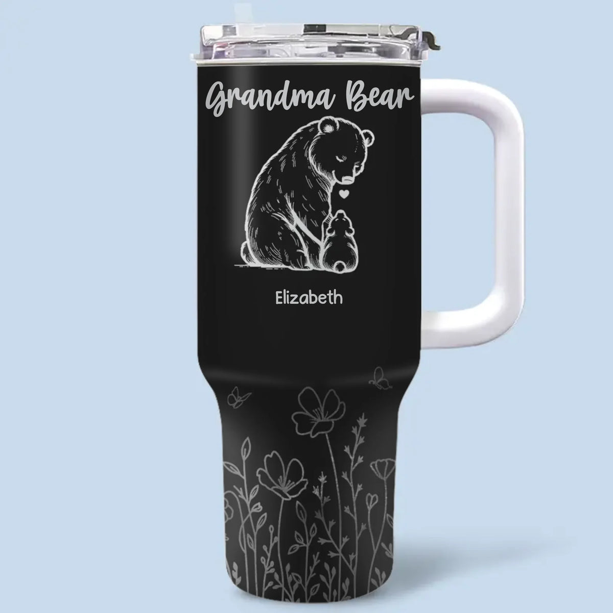 A Grandma's Love Is Eternal And Unconditional - Family Personalized Custom 40 Oz Stainless Steel Tumbler With Handle - Gift For Mom, Grandma
