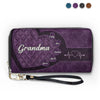 Mom, You’re The Glue That Holds Us Together - Family Personalized Custom Leather Long Wallet - Gift For Mom, Grandma