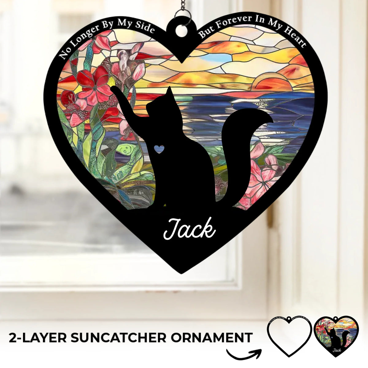 A Cat’s Love, An Eternal Memory - Memorial Personalized Window Hanging Suncatcher Ornament - Sympathy Gift For Pet Owners, Pet Lovers