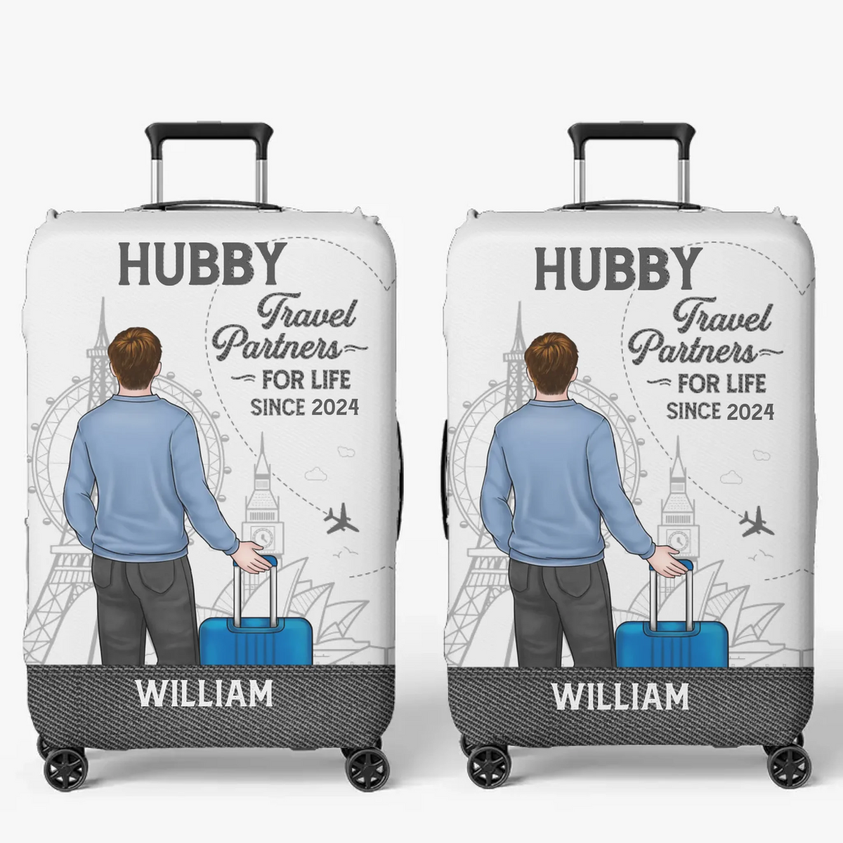 Travel Far, Love Deep - Travel Personalized Custom Luggage Cover - Summer Vacation Gift For Adventure Travel Lovers, Husband Wife, Anniversary