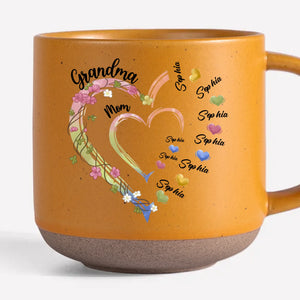 A Sweet Way To Celebrate Her Journey From Mom To Grandma - Family Personalized Custom Printed Pottery Mug - Gift For Mom, Grandma