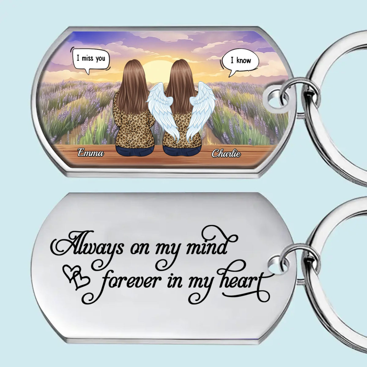 Always On My Mind, Forever In My Heart - Memorial Personalized Custom Keychain - Sympathy Gift For Family Members