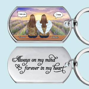 Always On My Mind, Forever In My Heart - Memorial Personalized Custom Keychain - Sympathy Gift For Family Members