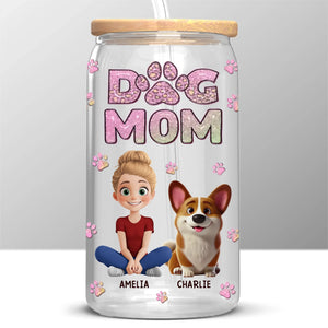 Fur Mama And Loving It - Dog & Cat Personalized Custom Glass Cup, Iced Coffee Cup -  Gift For Pet Owners, Pet Lovers