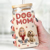 Happiness Is A Wagging Tail - Dog & Cat Personalized Custom Glass Cup, Iced Coffee Cup -  Gift For Pet Owners, Pet Lovers