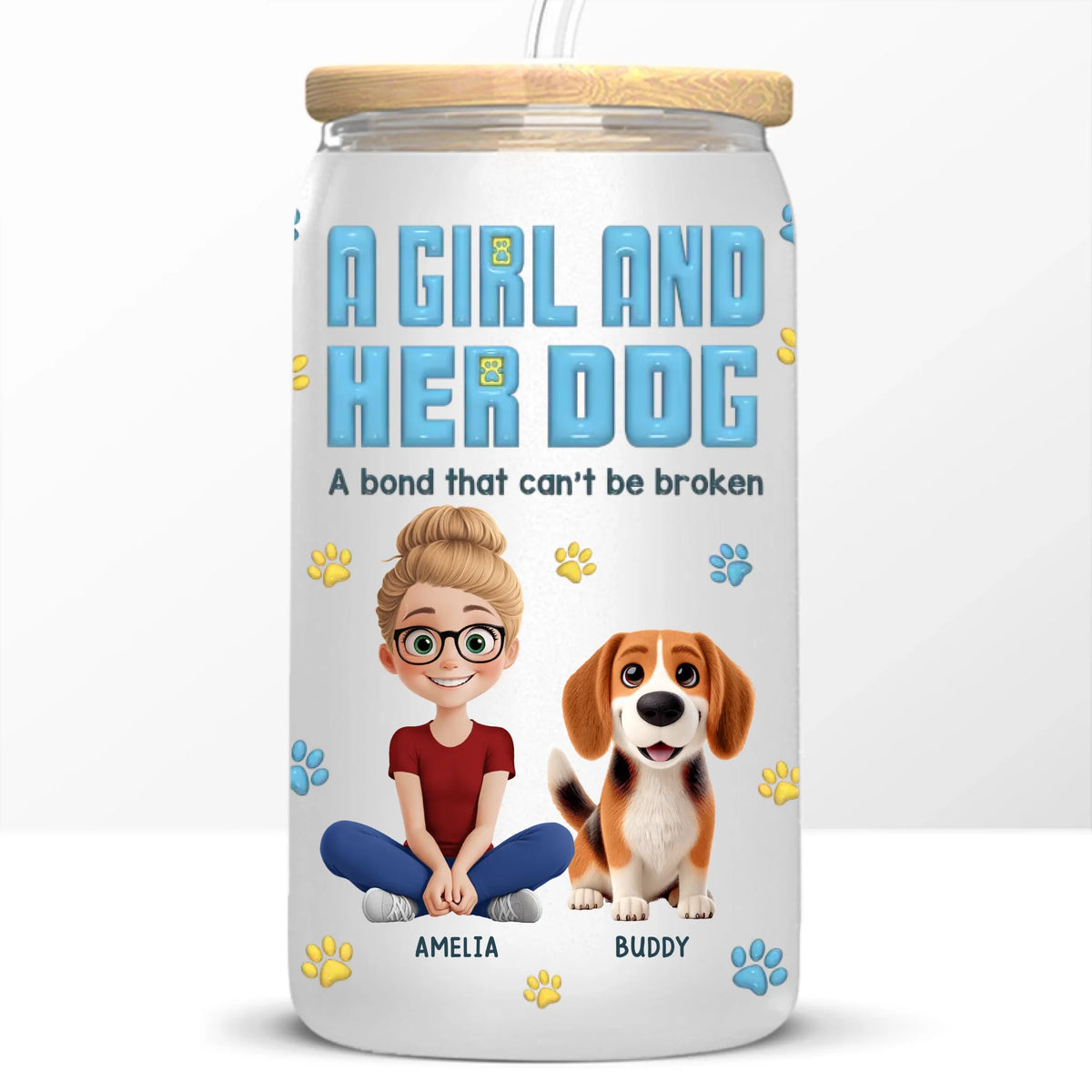 Best Friends Furever - Dog Personalized Custom Glass Cup, Iced Coffee Cup -  Gift For Pet Owners, Pet Lovers
