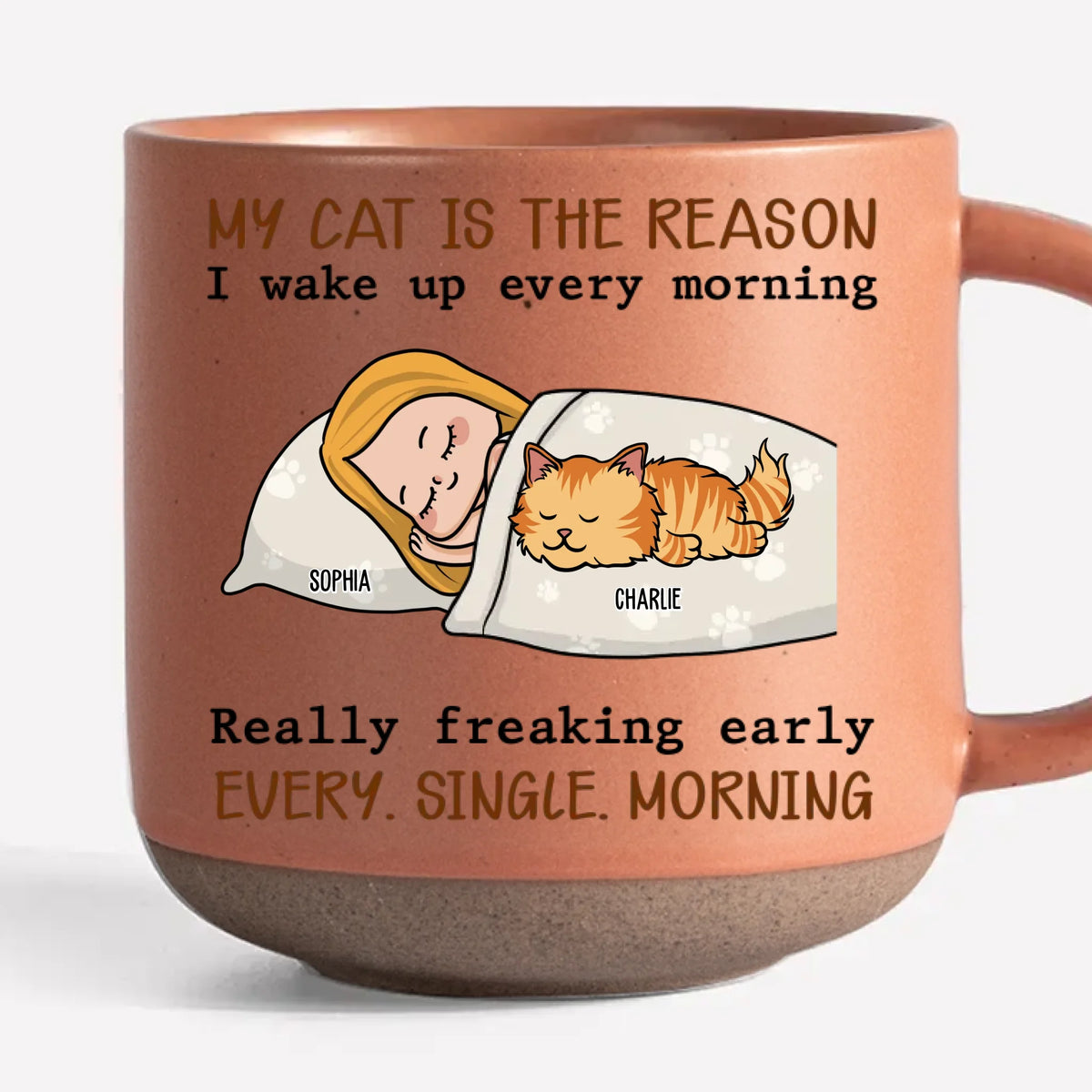 My Pets Are The Reason I Wake Up Every Morning - Dog & Cat Personalized Custom Printed Pottery Mug - Gift For Pet Owners, Pet Lovers