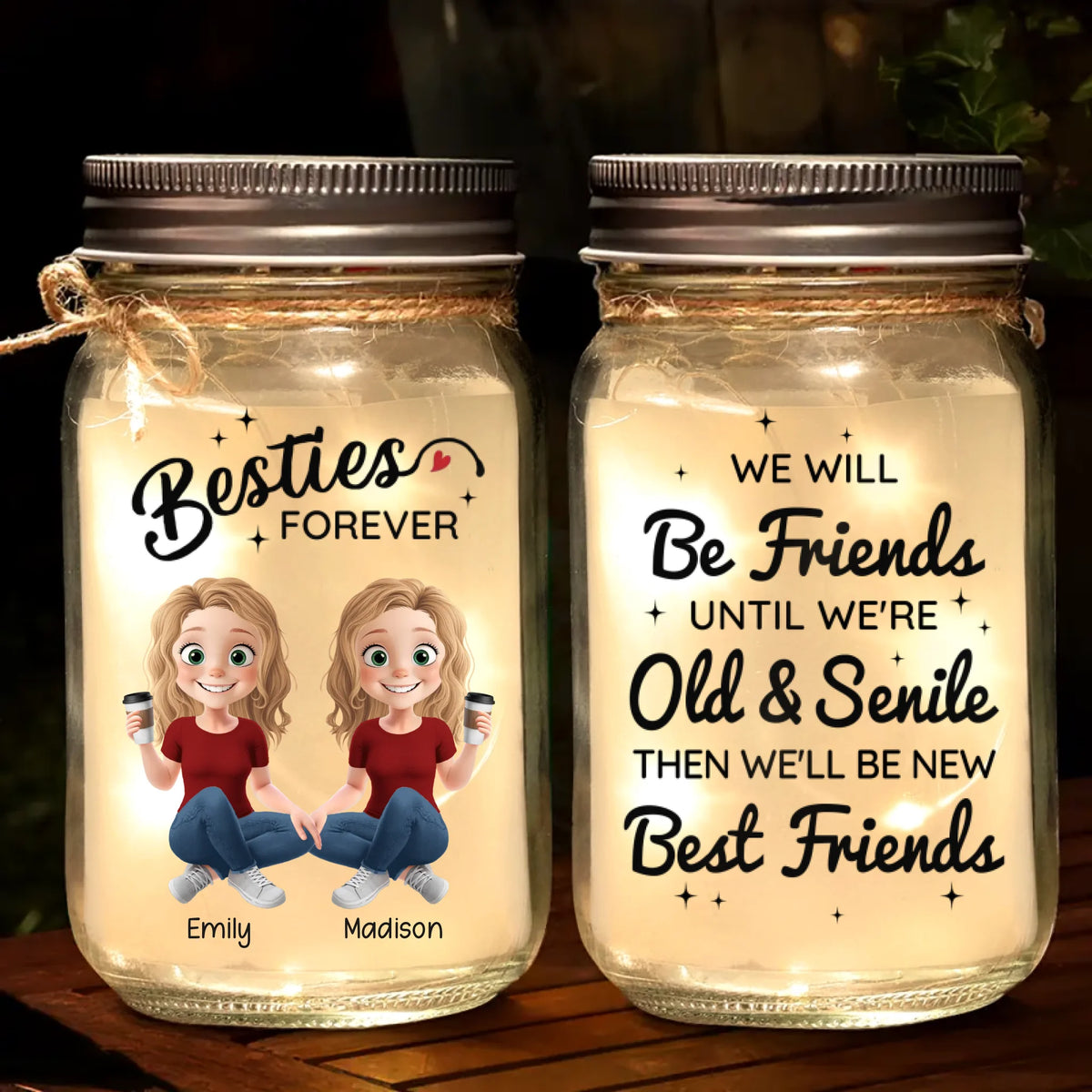 True Friendship Is Rare And Precious - Family Personalized Custom Mason Jar Light - Gift For Mom, Daughter