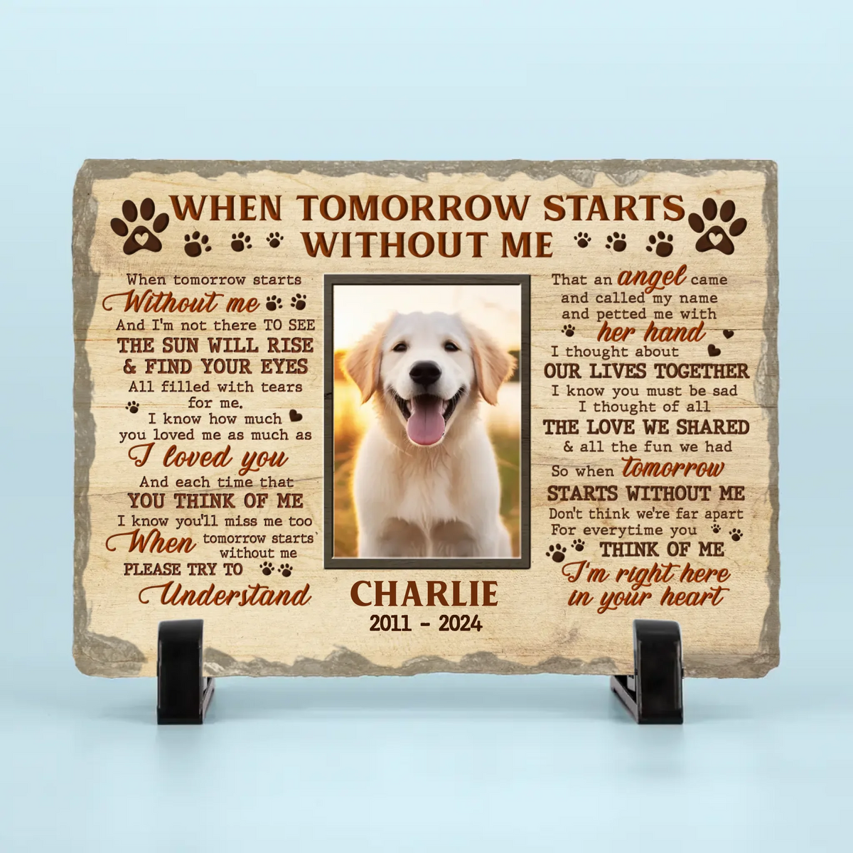 Pet Personalized Custom Rectangle Shaped Stone With Stand New Arrival, AMZ