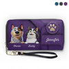 Happiness Is A Wagging Tail - Dog & Cat Personalized Custom Leather Long Wallet - Gift For Pet Owners, Pet Lovers