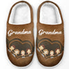 Love Grows In Grandma’s Heart - Family Personalized Custom Fluffy Slippers - Mother's Day, Gift For Mom, Grandma