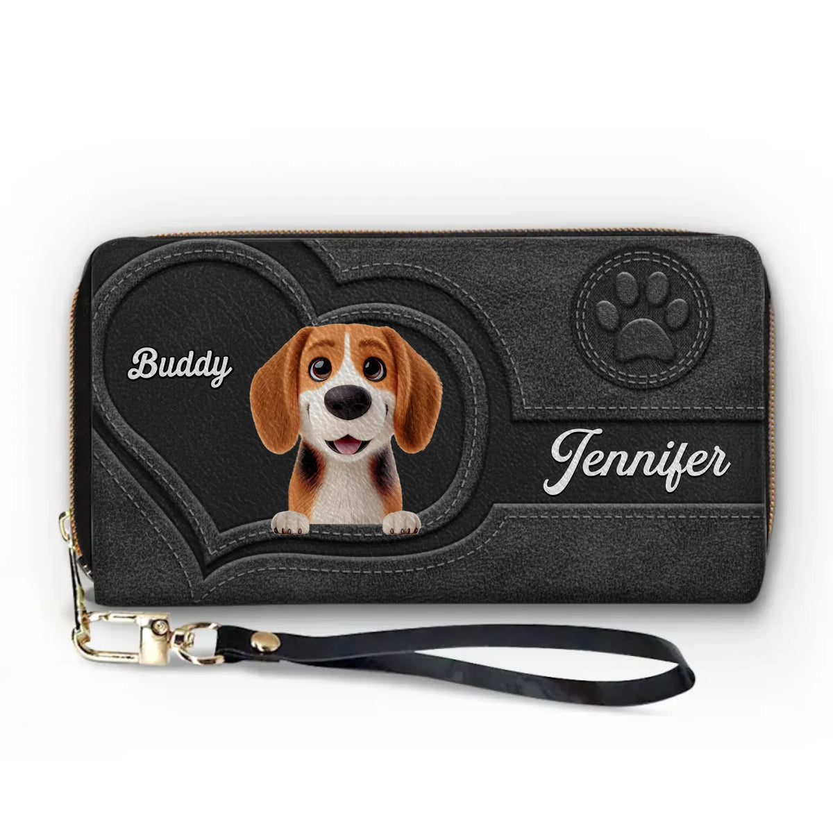 Unconditional Love With Paws - Dog & Cat Personalized Custom Leather Long Wallet - Gift For Pet Owners, Pet Lovers