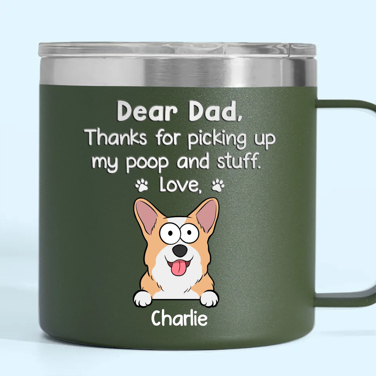 You’re Pawsome, Dad - Dog & Cat Personalized Custom 14oz Stainless Steel Tumbler With Handle - Gift For Pet Owners, Pet Lovers