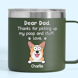 You’re Pawsome, Dad - Dog & Cat Personalized Custom 14oz Stainless Steel Tumbler With Handle - Gift For Pet Owners, Pet Lovers