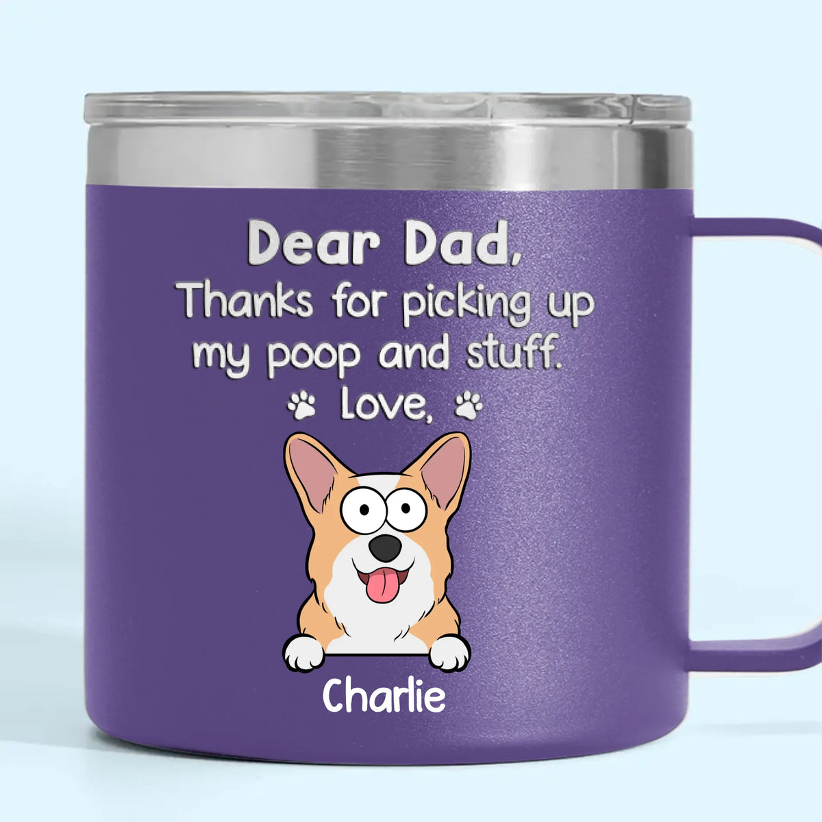 You’re Pawsome, Dad - Dog & Cat Personalized Custom 14oz Stainless Steel Tumbler With Handle - Gift For Pet Owners, Pet Lovers