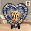 Custom Photo Forever My Furry Angel - Memorial Personalized Custom 3D Mosaic Faux Stained Glass Print Heart Shaped Stone With Stand - Sympathy Gift For Pet Owners, Pet Lovers