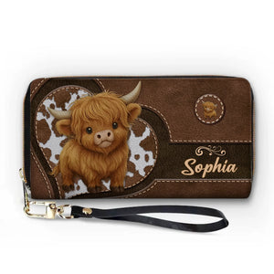 Sweet As A Calf, Strong As A Mom - Family Personalized Custom Leather Long Wallet - Mother's Day, Gift For Mom, Grandma