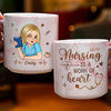 Nursing Is A Work Of Heart - Nurse Personalized Custom Marble Mug - Appreciation, Thank You Gift, Nurse Life, Doctor Life
