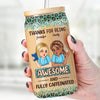 Here’s To Being Fully Caffeinated And Totally Awesome - Nurse Personalized Custom Glass Cup, Iced Coffee Cup - Appreciation, Thank You Gift, Nurse Life, Doctor Life