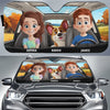 Family Rides And Puppy Vibes - Dog & Cat Personalized Custom Auto Windshield Sunshade, Car Window Protector - Gift For Couple, Anniversary, Pet Owners, Pet Lovers