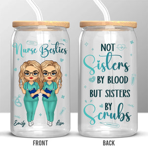 Not Just Coworkers, Scrub Soulmates - Nurse Personalized Custom Glass Cup, Iced Coffee Cup - Appreciation, Thank You Gift, Nurse Life, Doctor Life